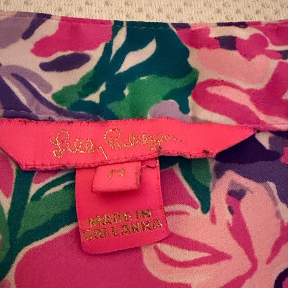 Lilly Pulitzer Pink Purple Green Floral Button-Front Blouse - Picture 2 of 5